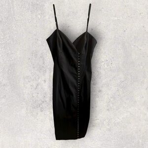 SASCH Black Satin Slip Dress with Hook & Eye Closure – Size Small